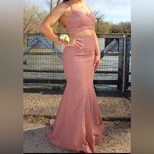 Rose Gold 2 piece Prom Dress